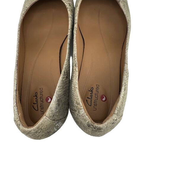 CLARKS Unstructured Cosmo Step Chunky Heel Pumps Natural Python Snake Size 7.5 - Picture 4 of 6